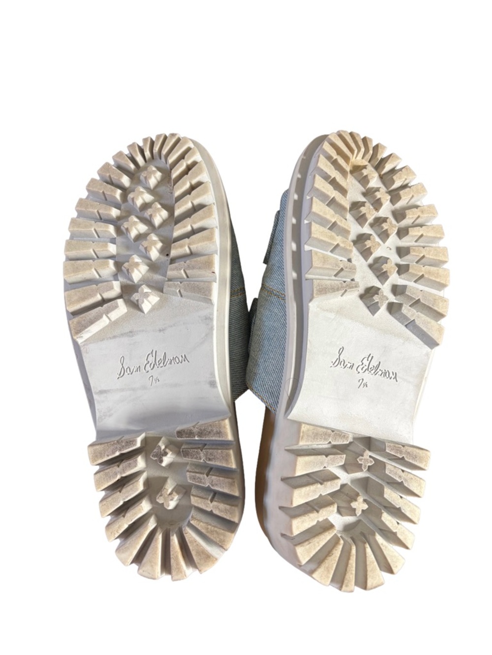 Sam Edelman Eliana Denim Platform Slide Sandals Size 7.5 Double Strap Lug Sole - Picture 8 of 10